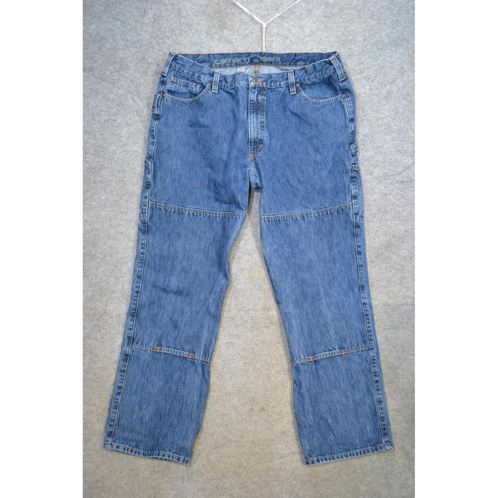 Carhartt Jeans Mens 40x32 Blue Relaxed Fit Double Knee Carpenter Denim Workwear